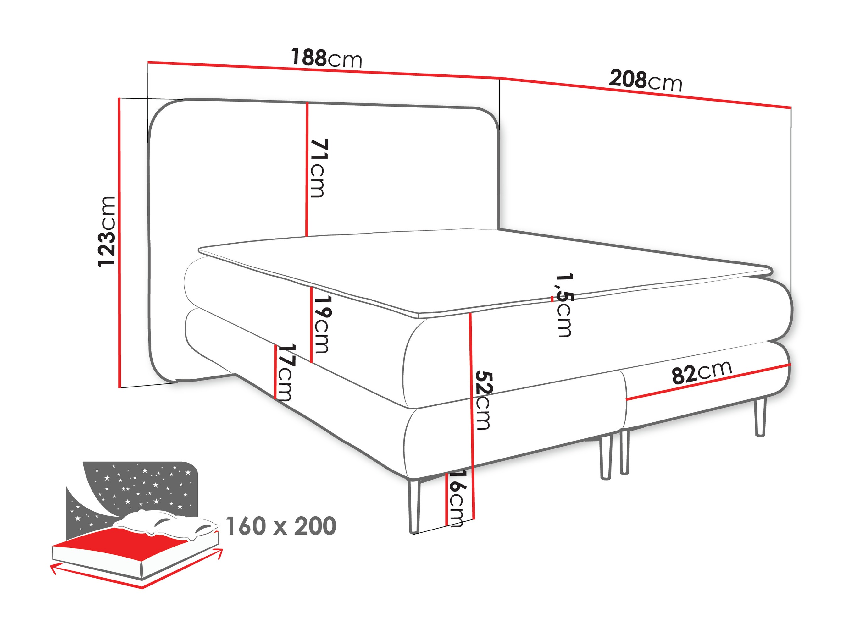 Boxspring krevet Fructis (Nazar 225.06)