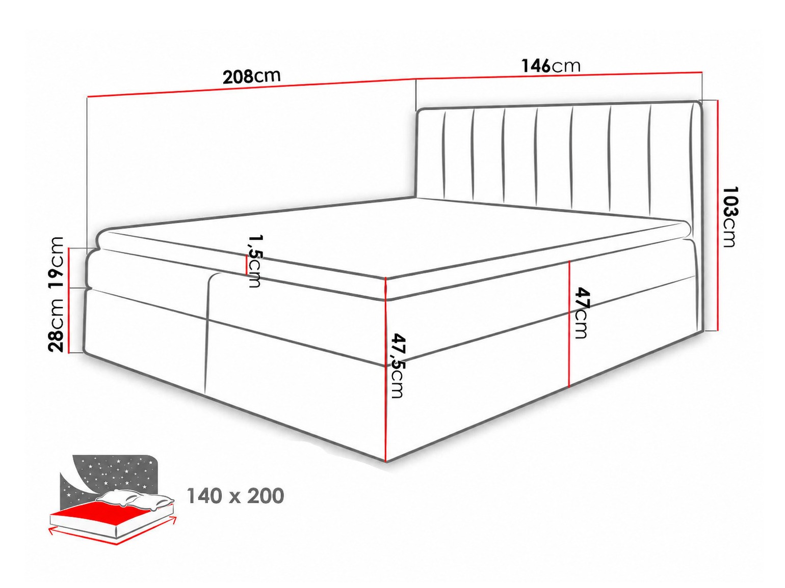 Boxspring krevet Culina (Soft 011 + Ikar 01)
