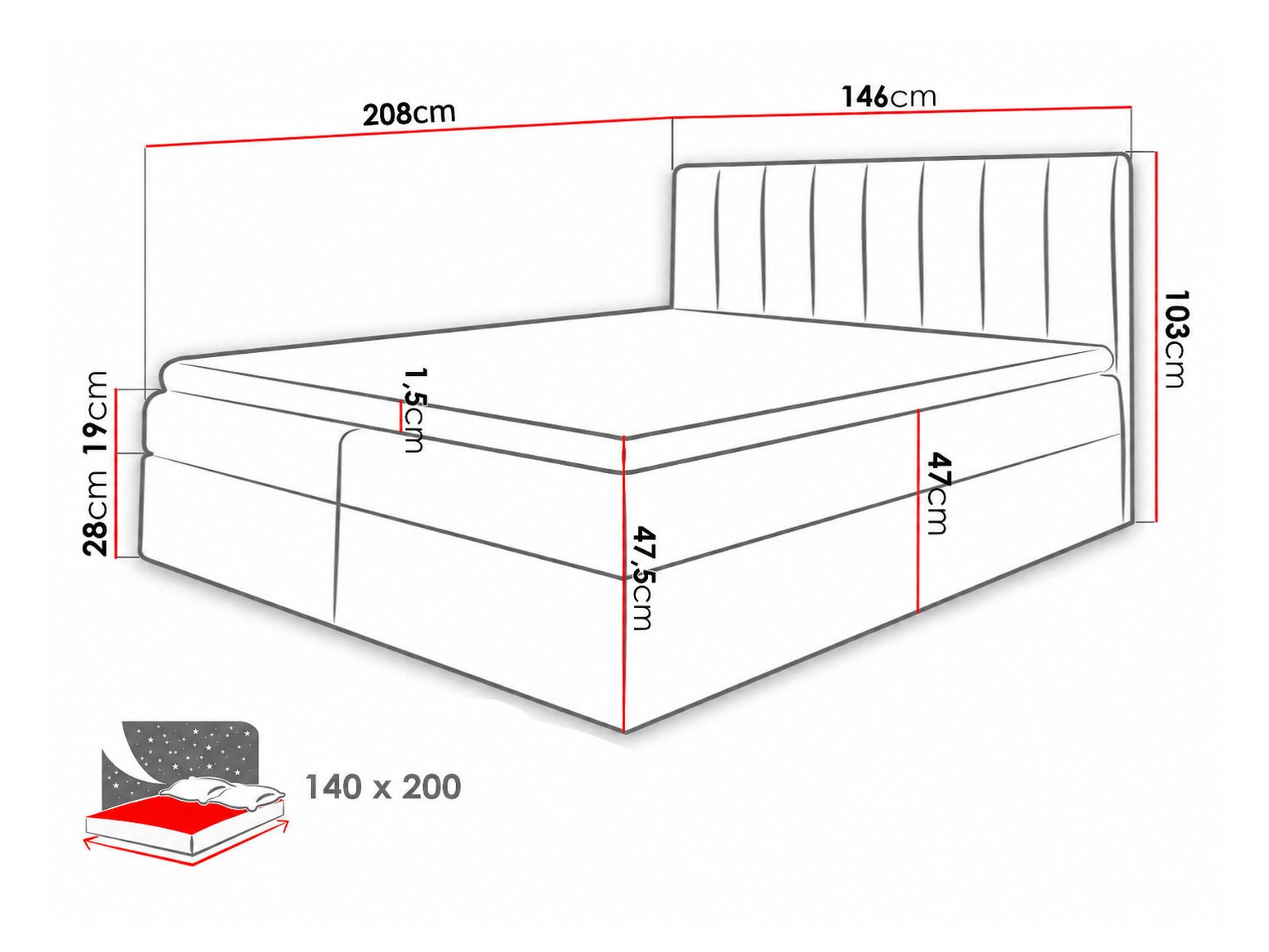 Boxspring krevet Culina (Soft 017 + Ikar 09)