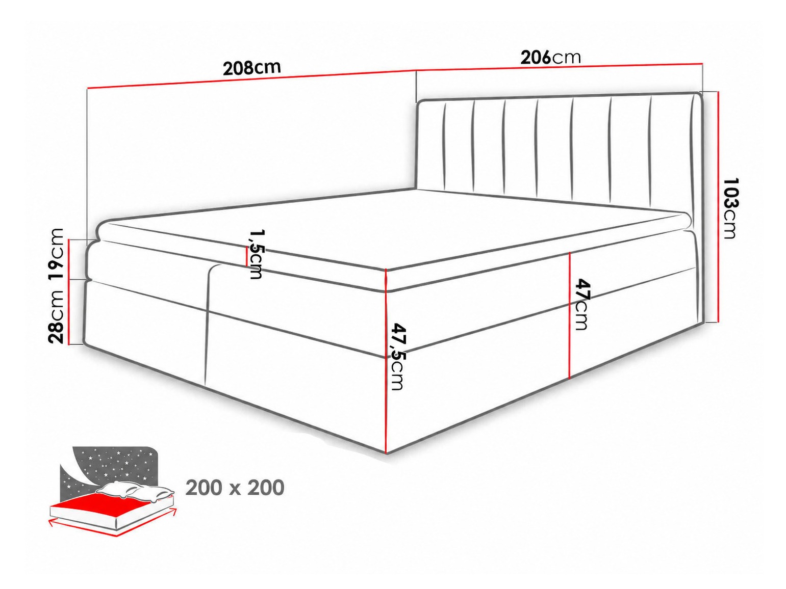 Boxspring krevet Culina (Soft 017 + Ikar 09)