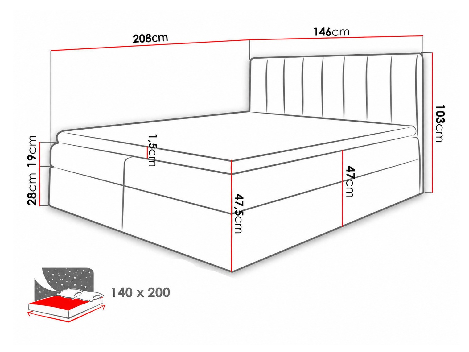 Boxspring krevet Culina (Soft 017 + Spirit 13)