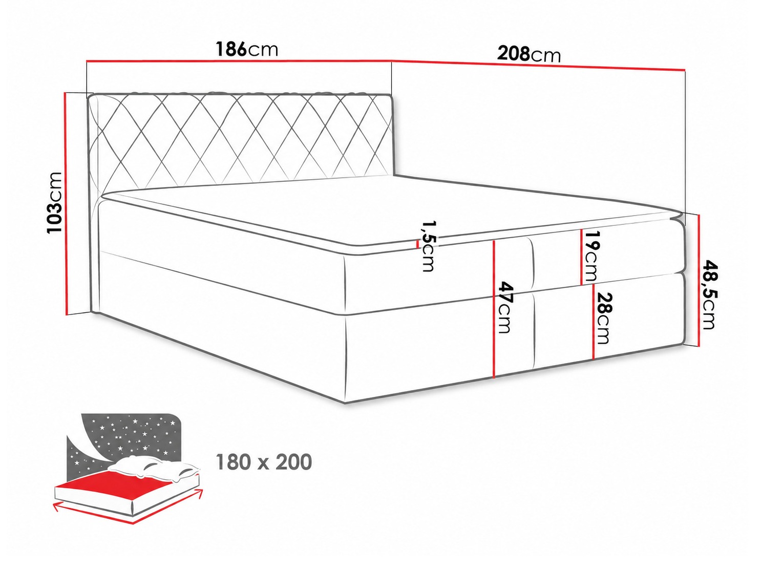 Boxspring krevet Genus (Velluto 10)