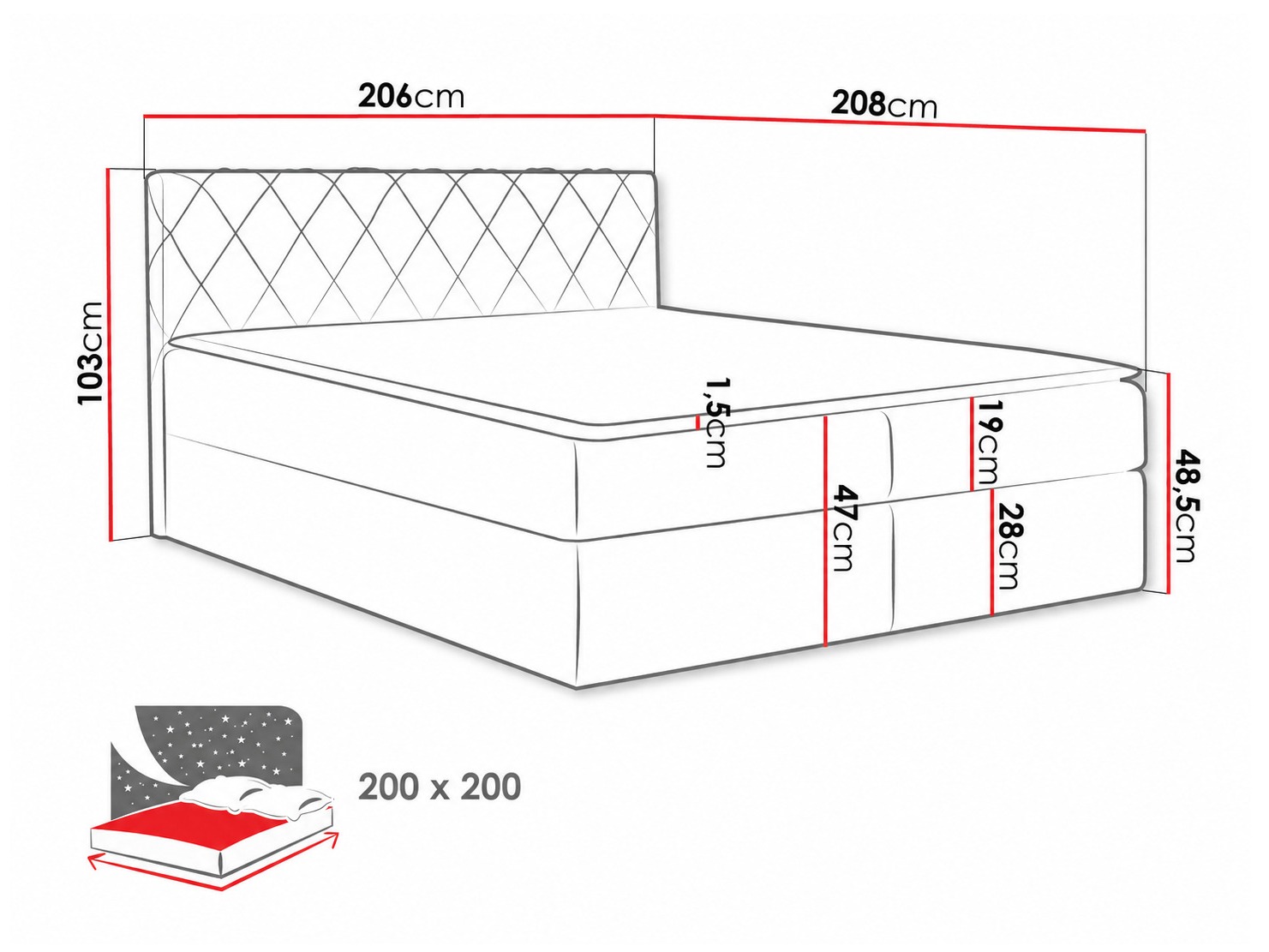 Boxspring krevet Genus (Velluto 10)