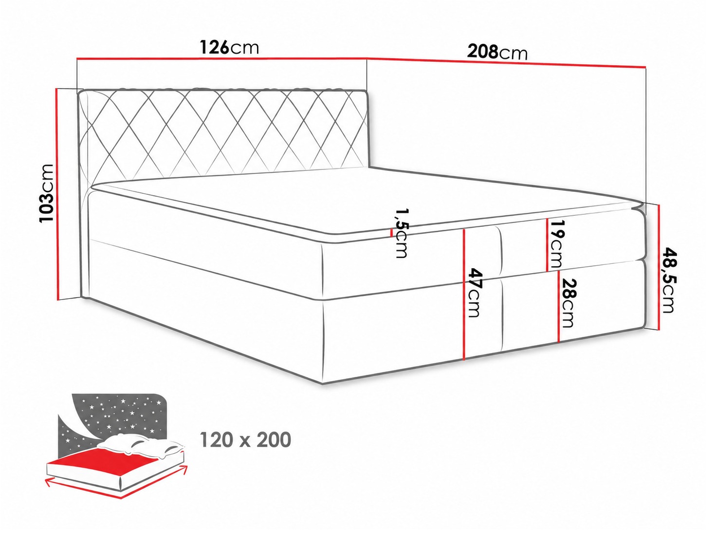 Boxspring krevet Genus (Velluto 11)