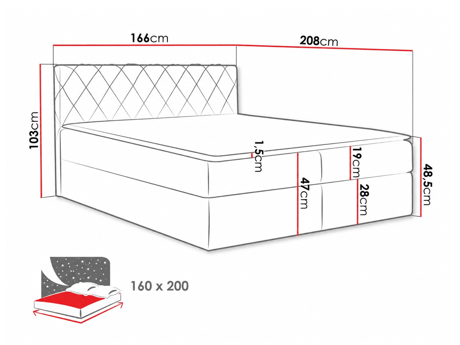 Boxspring krevet Genus (Velluto 11)