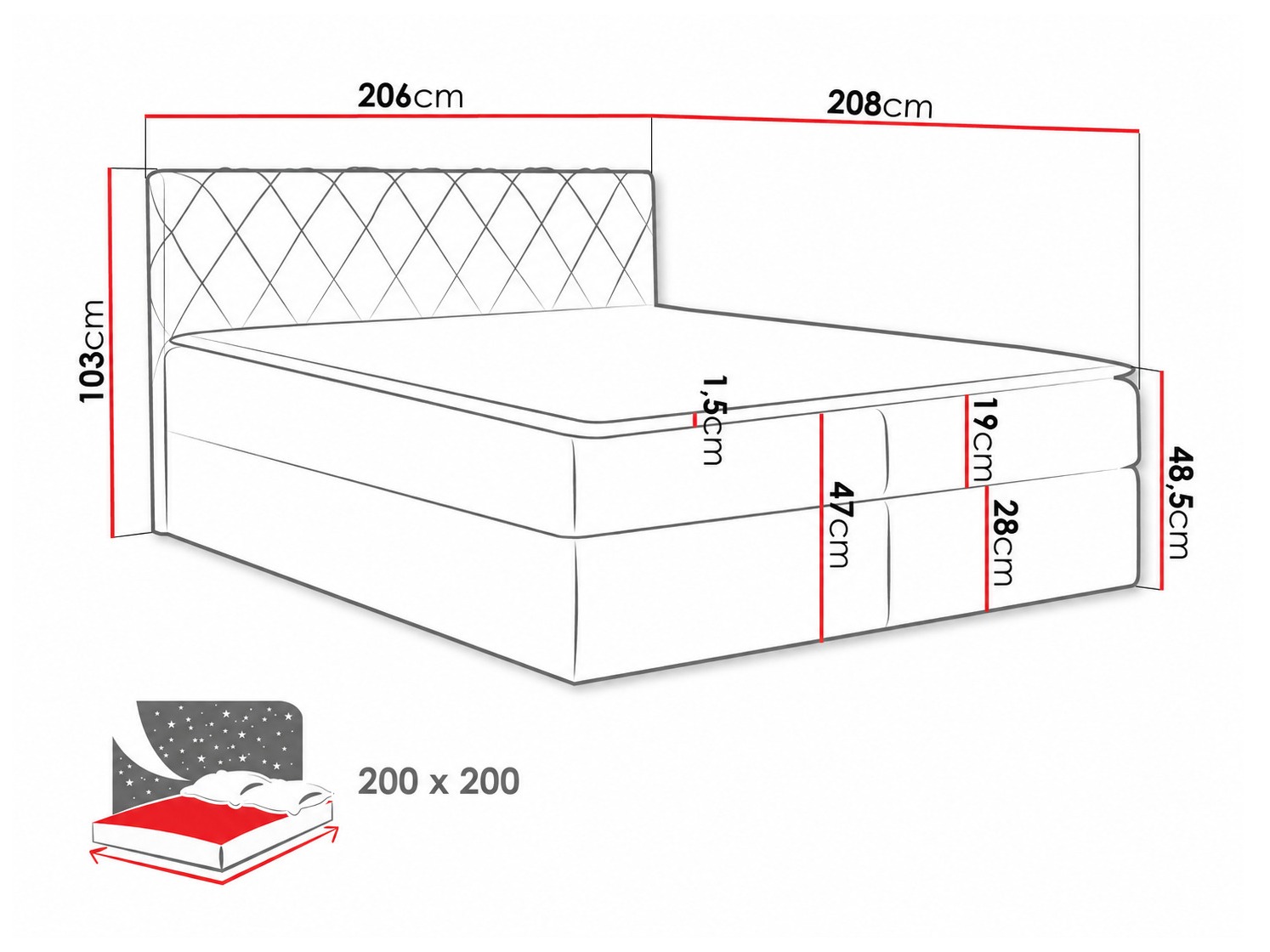 Boxspring krevet Genus (Velluto 11)