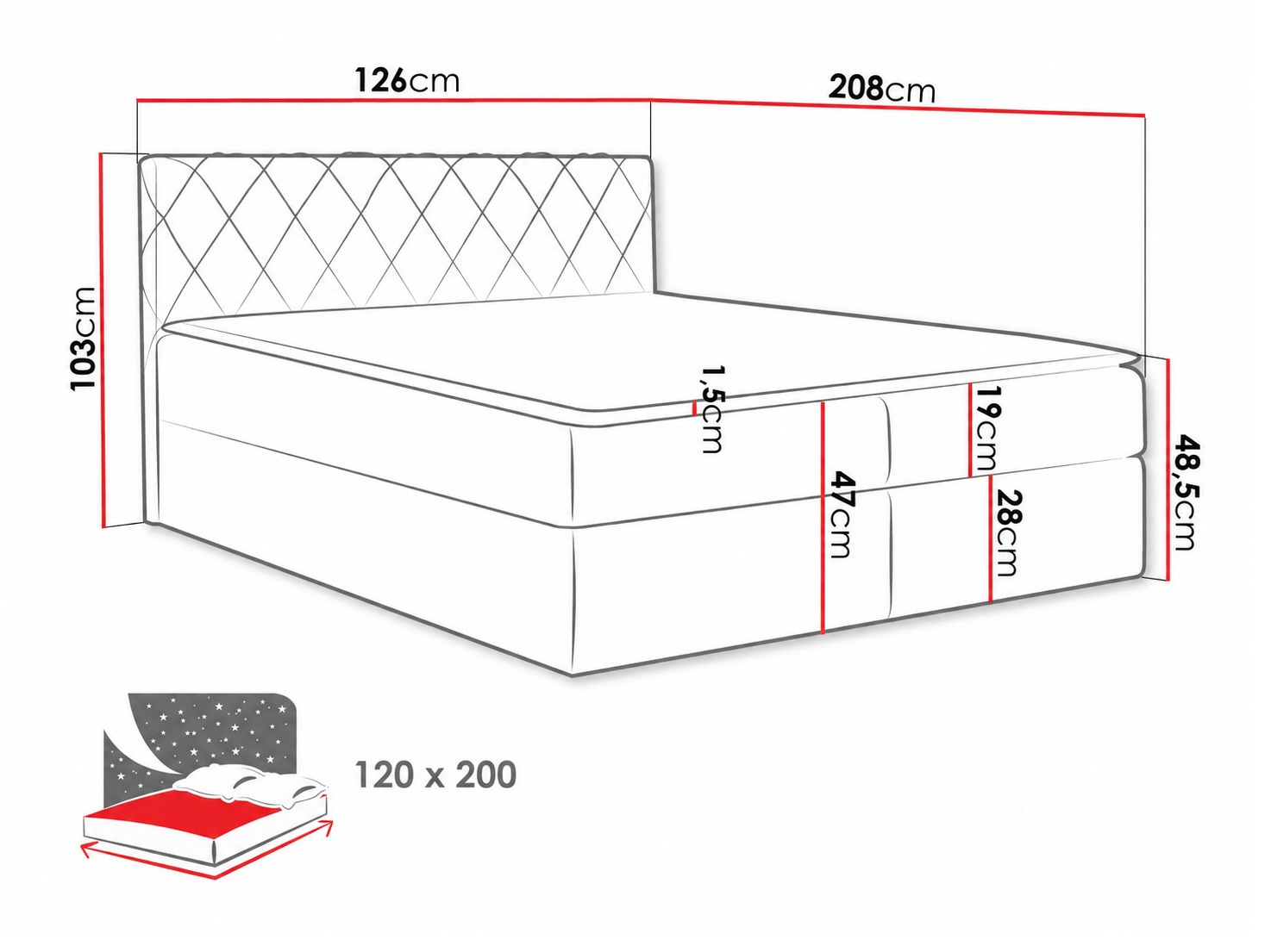 Boxspring krevet Genus (Velluto 3)