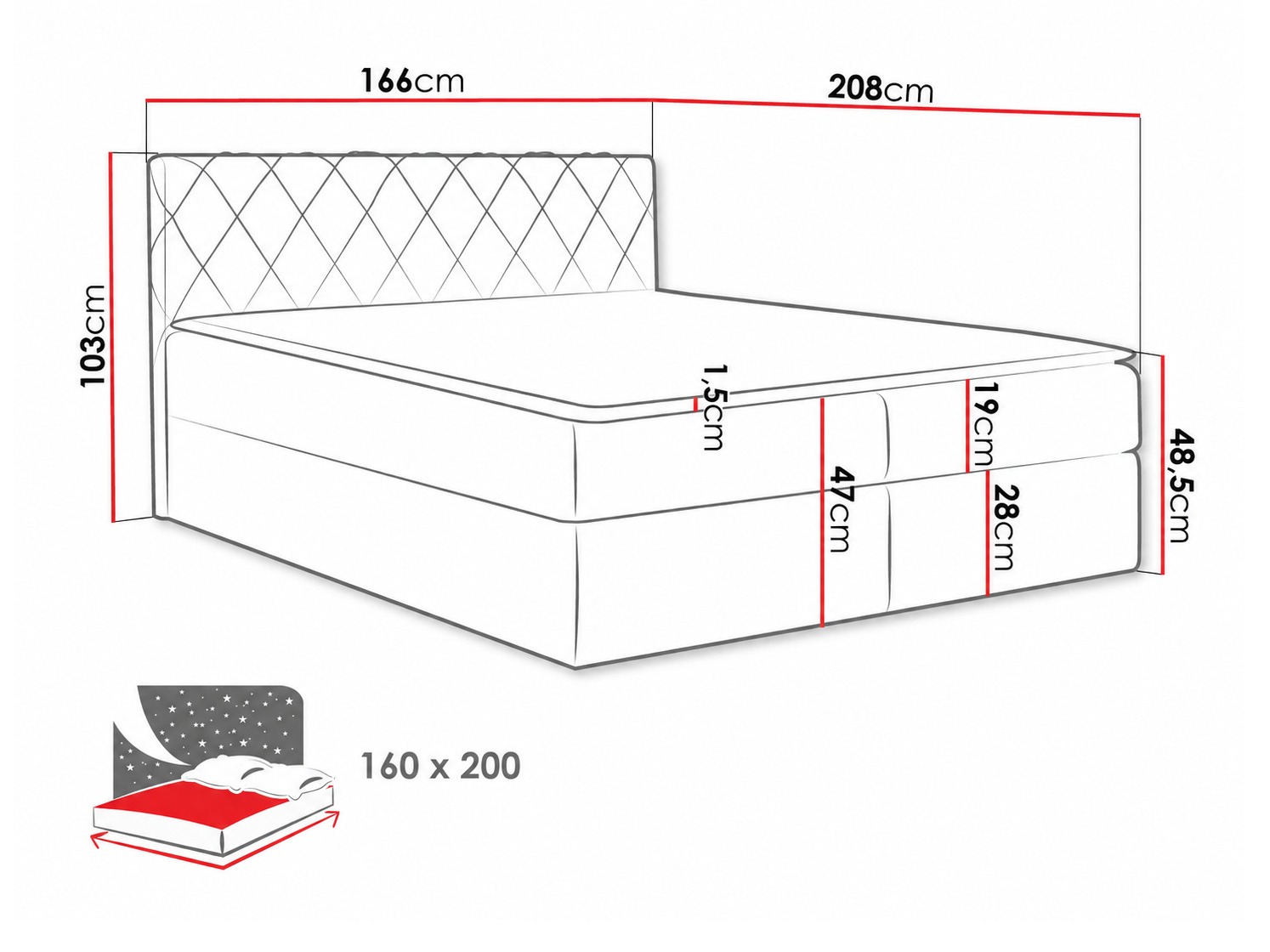 Boxspring krevet Genus (Velluto 3)