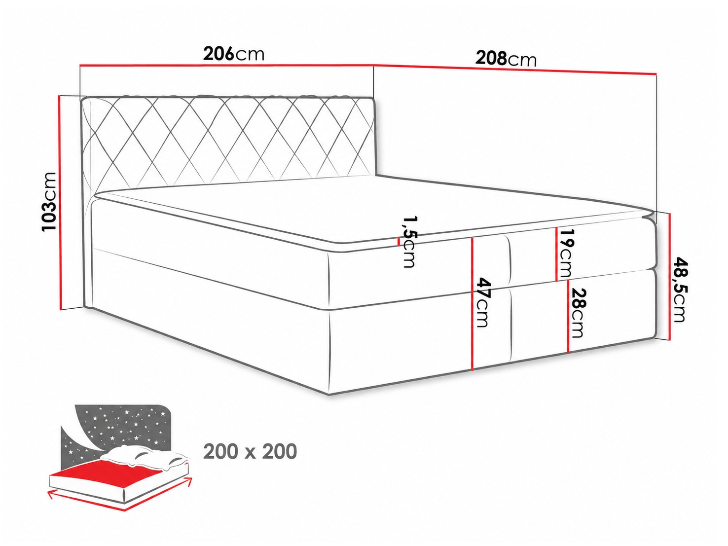 Boxspring krevet Genus (Velluto 3)