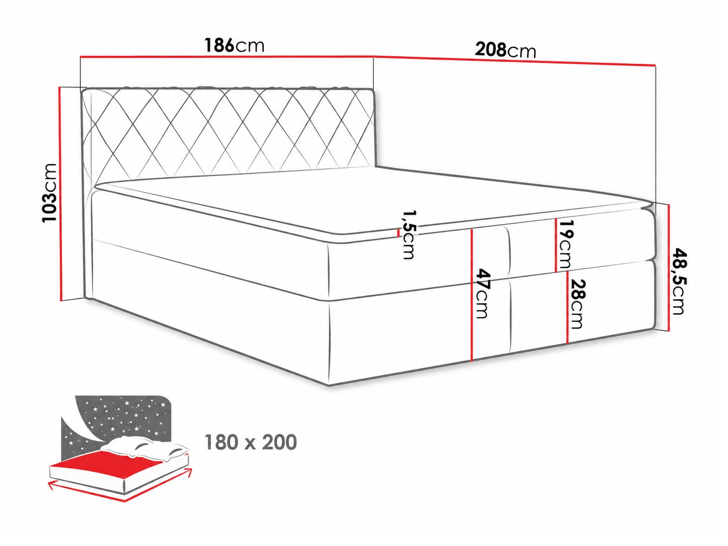 Boxspring krevet Genus (Velluto 7)