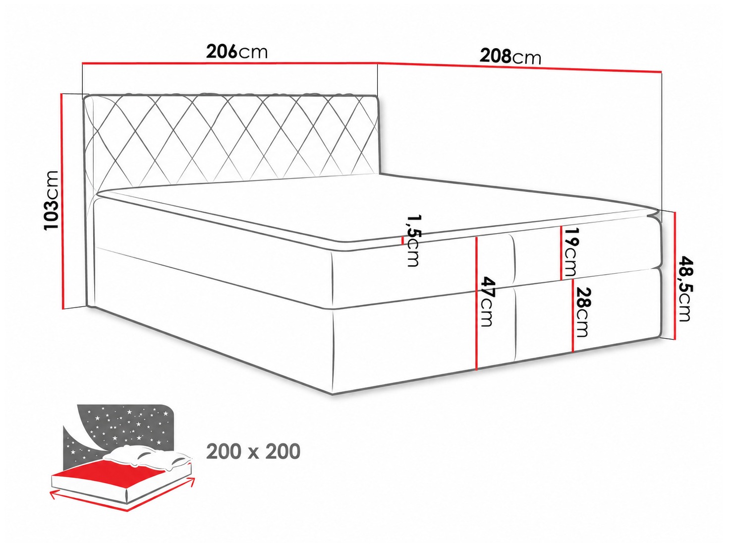 Boxspring krevet Genus (Velluto 7)