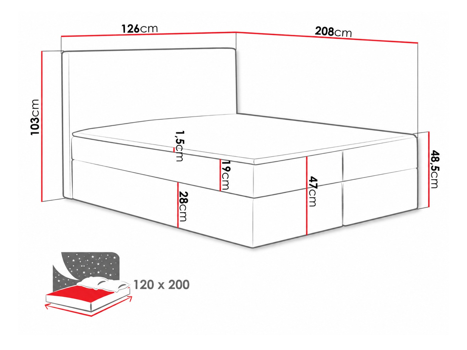 Boxspring krevet Nix (Velluto 10)
