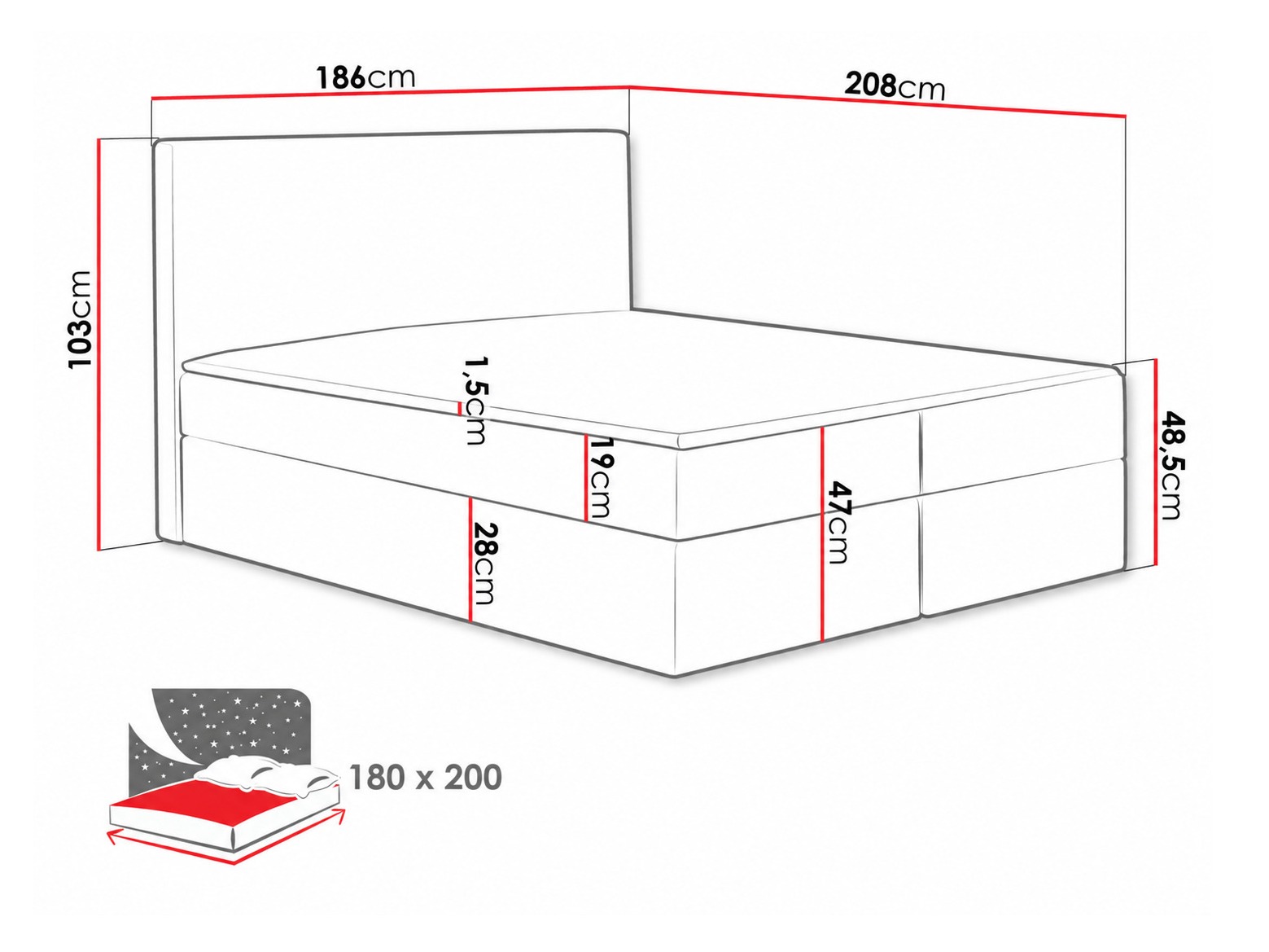 Boxspring krevet Nix (Velluto 10)