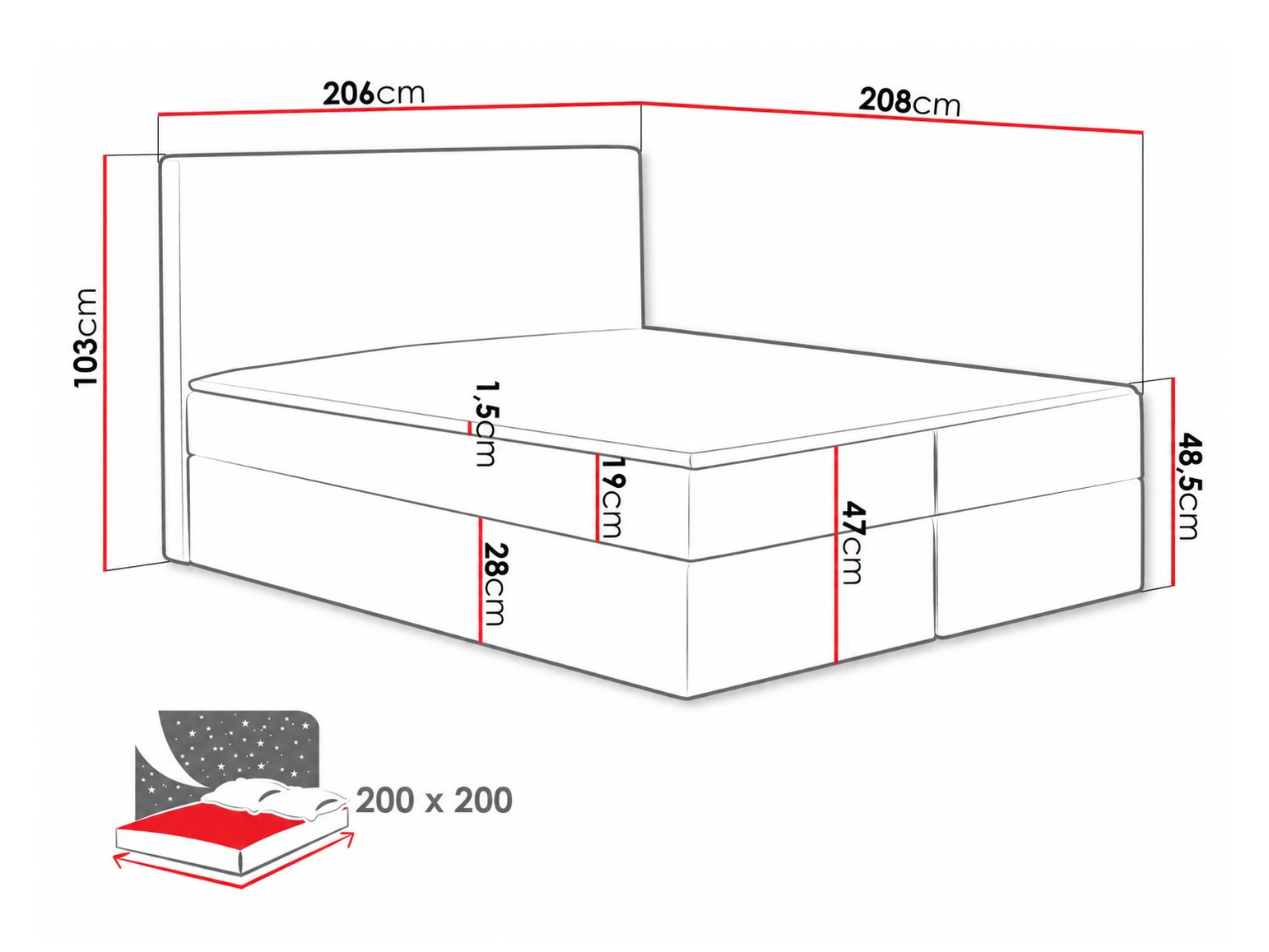 Boxspring krevet Nix (Velluto 10)