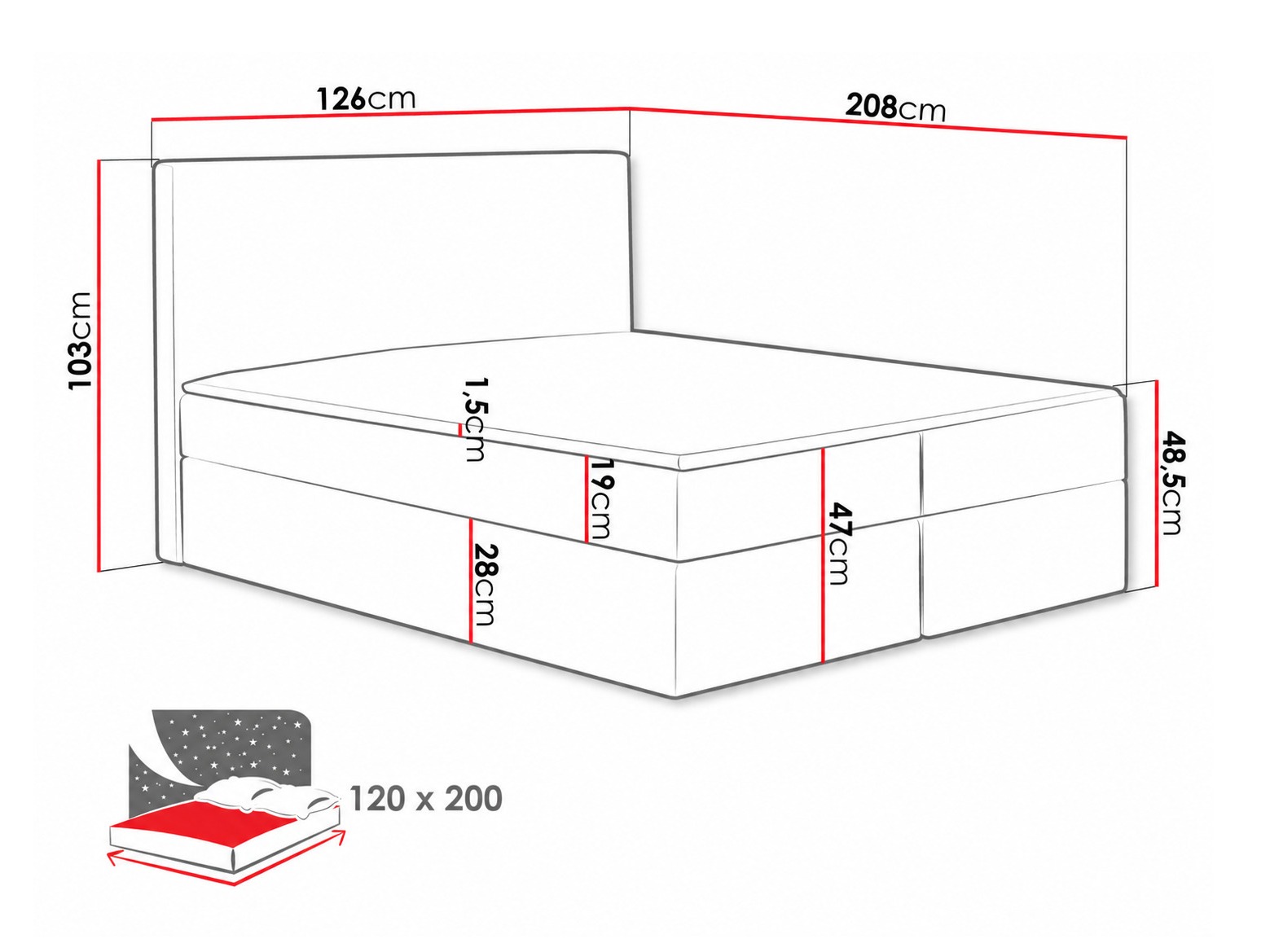Boxspring krevet Nix (Velluto 14)
