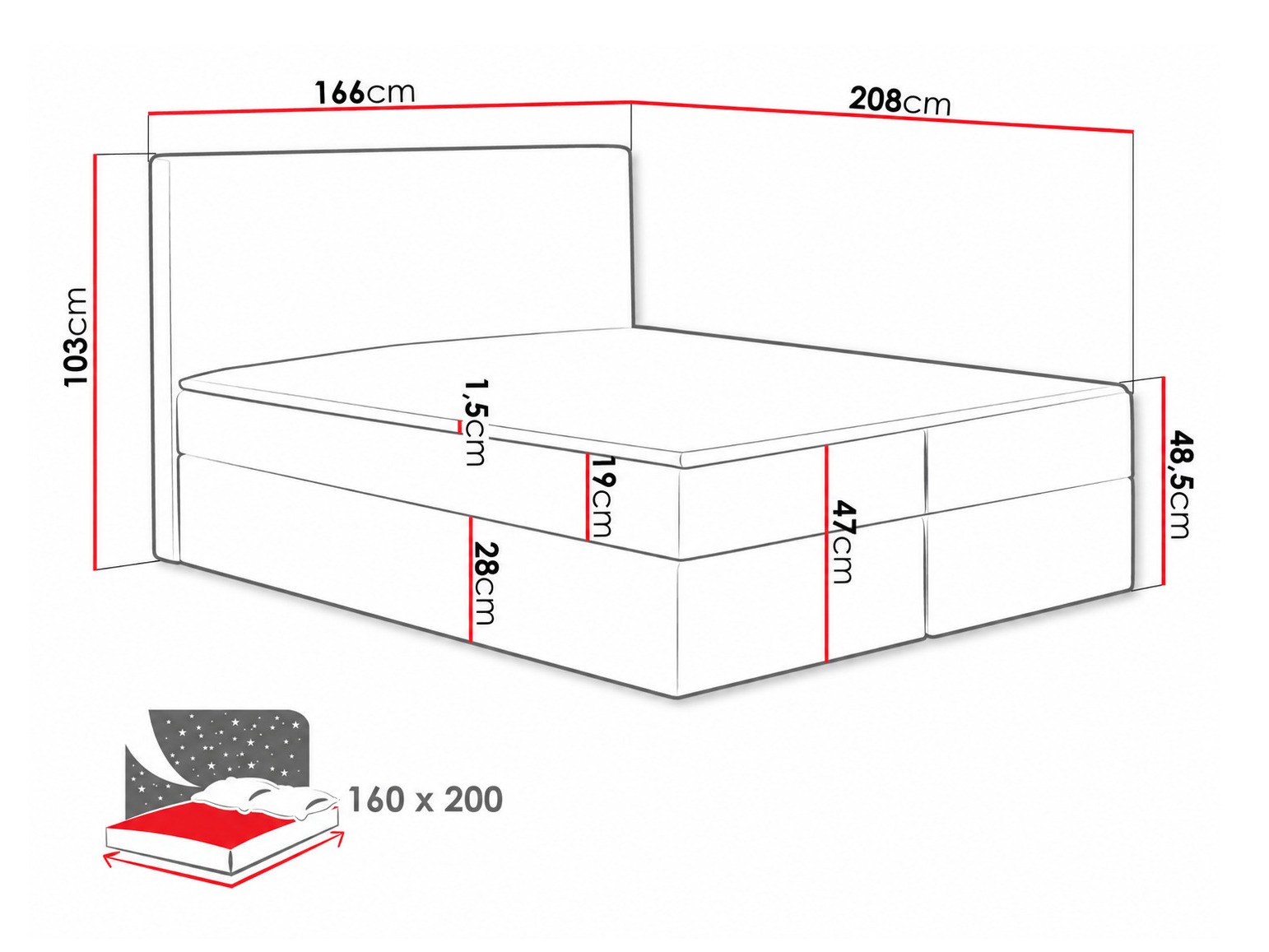 Boxspring krevet Nix (Velluto 14)
