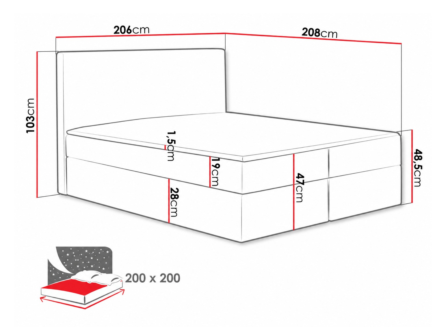 Boxspring krevet Nix (Velluto 14)
