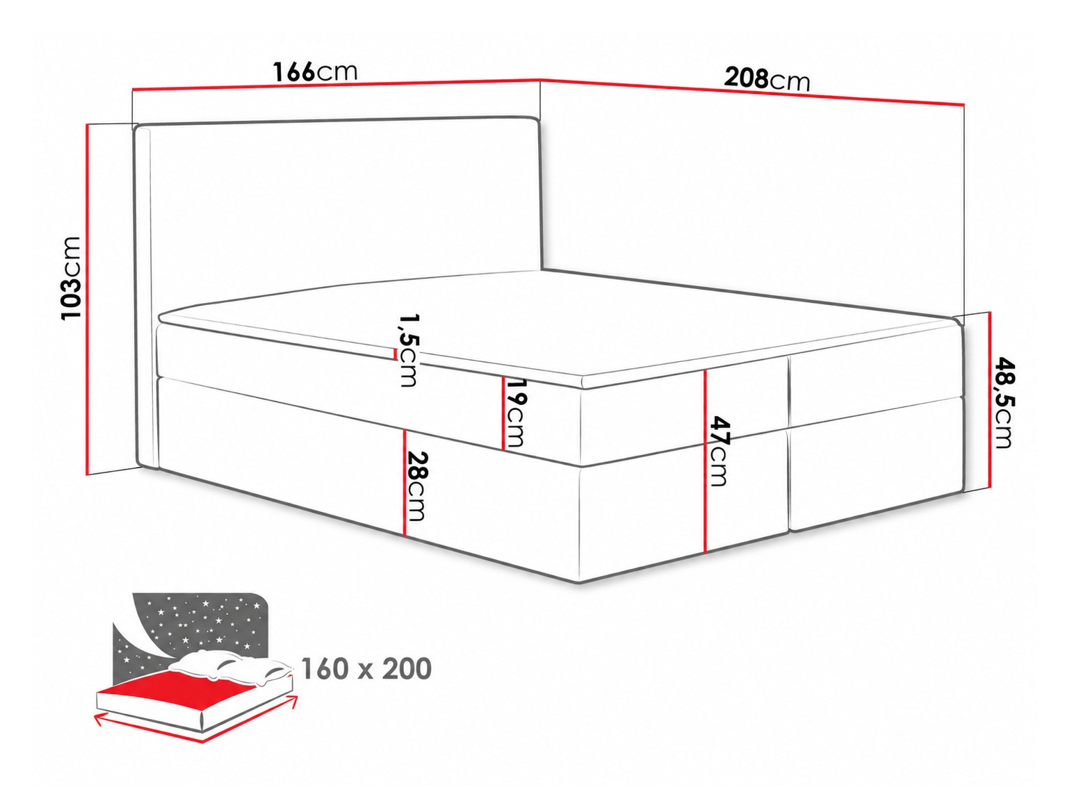 Boxspring krevet Nix (Velluto 16)