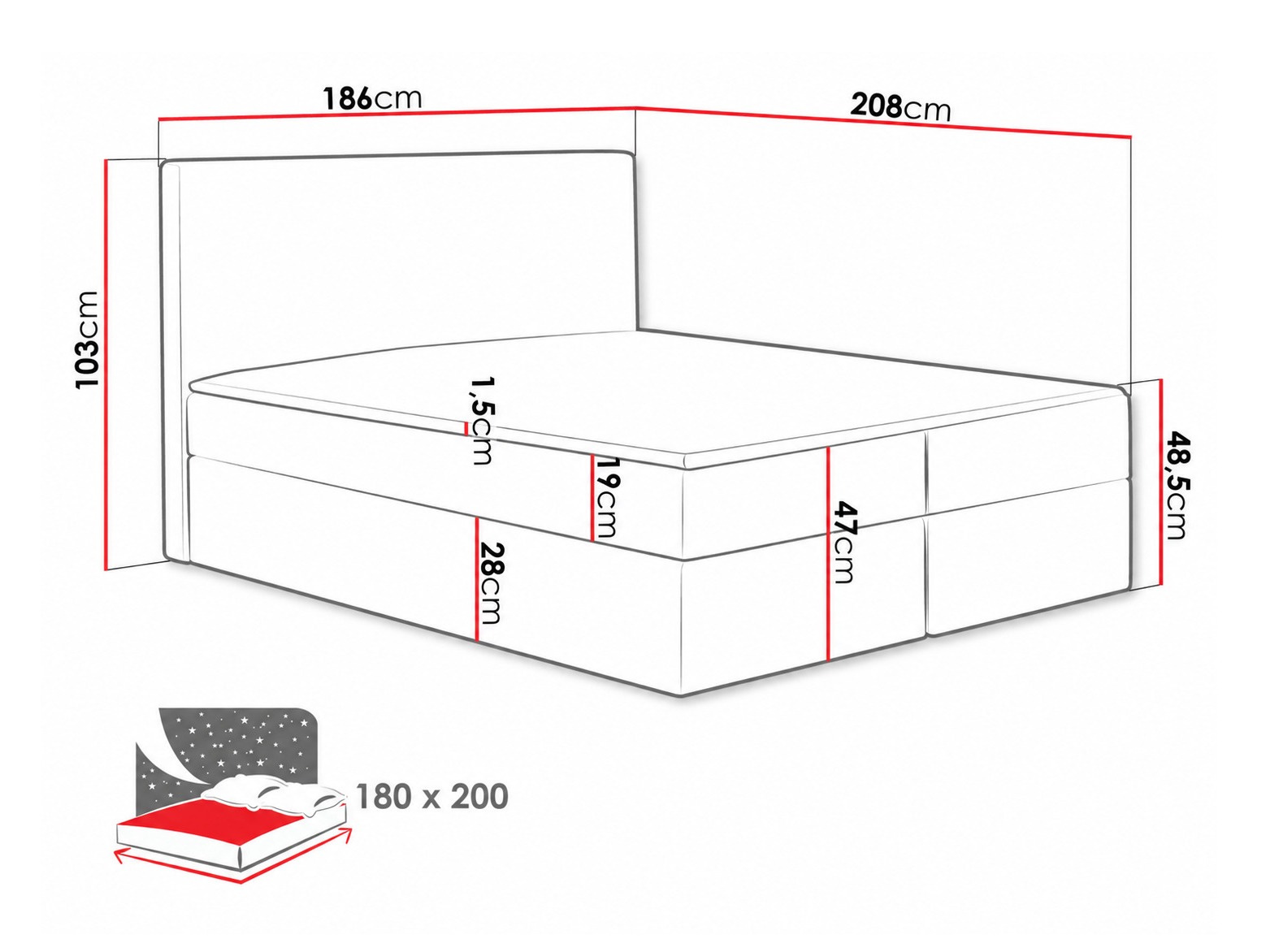 Boxspring krevet Nix (Velluto 16)