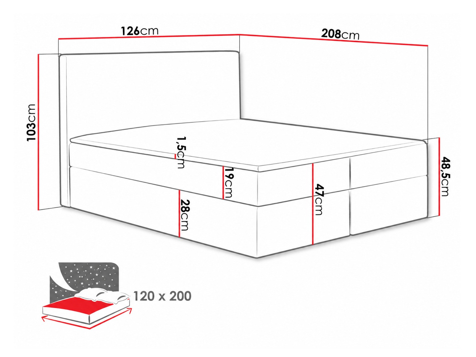 Boxspring krevet Nix (Velluto 3)