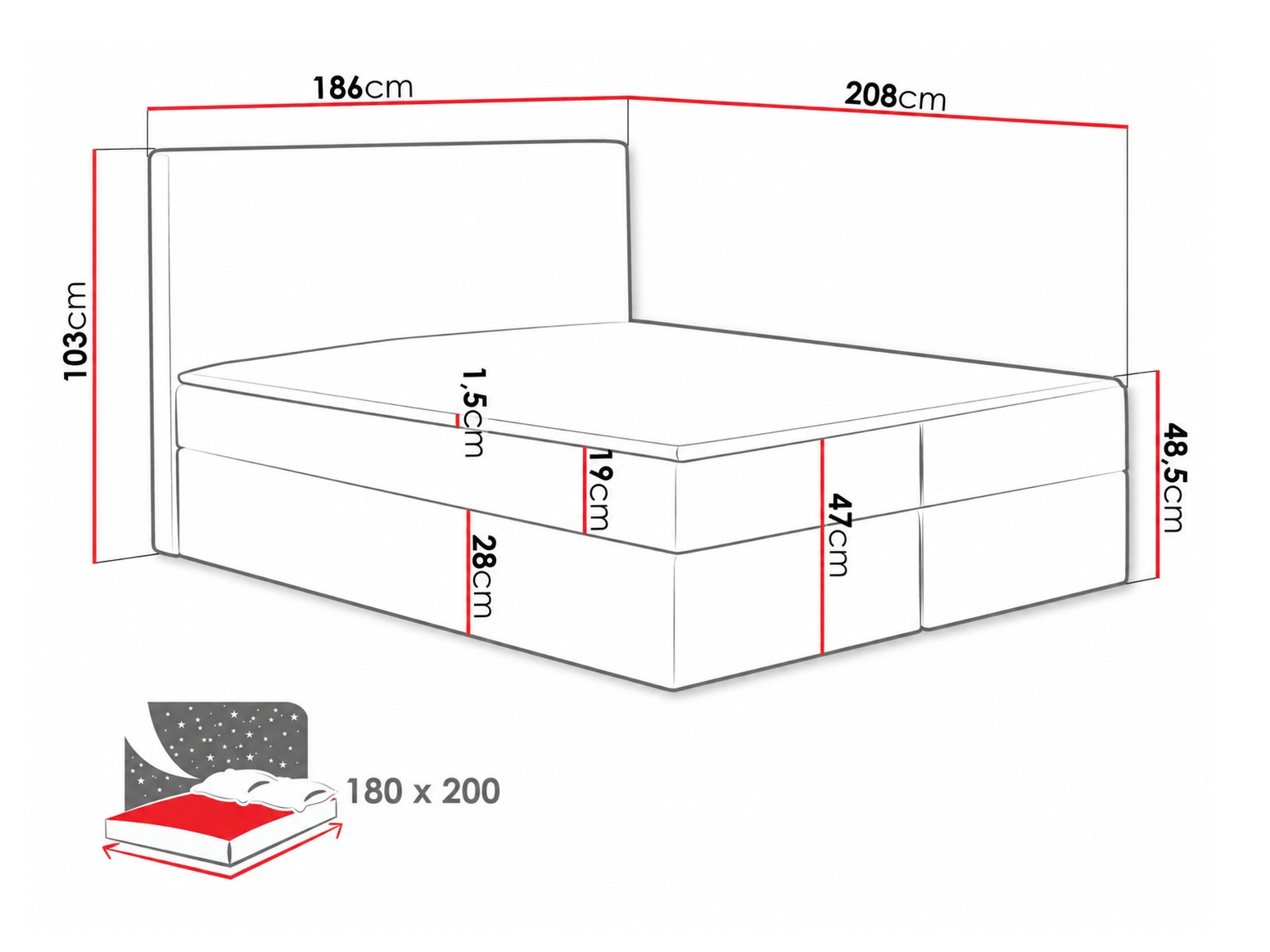 Boxspring krevet Nix (Velluto 3)