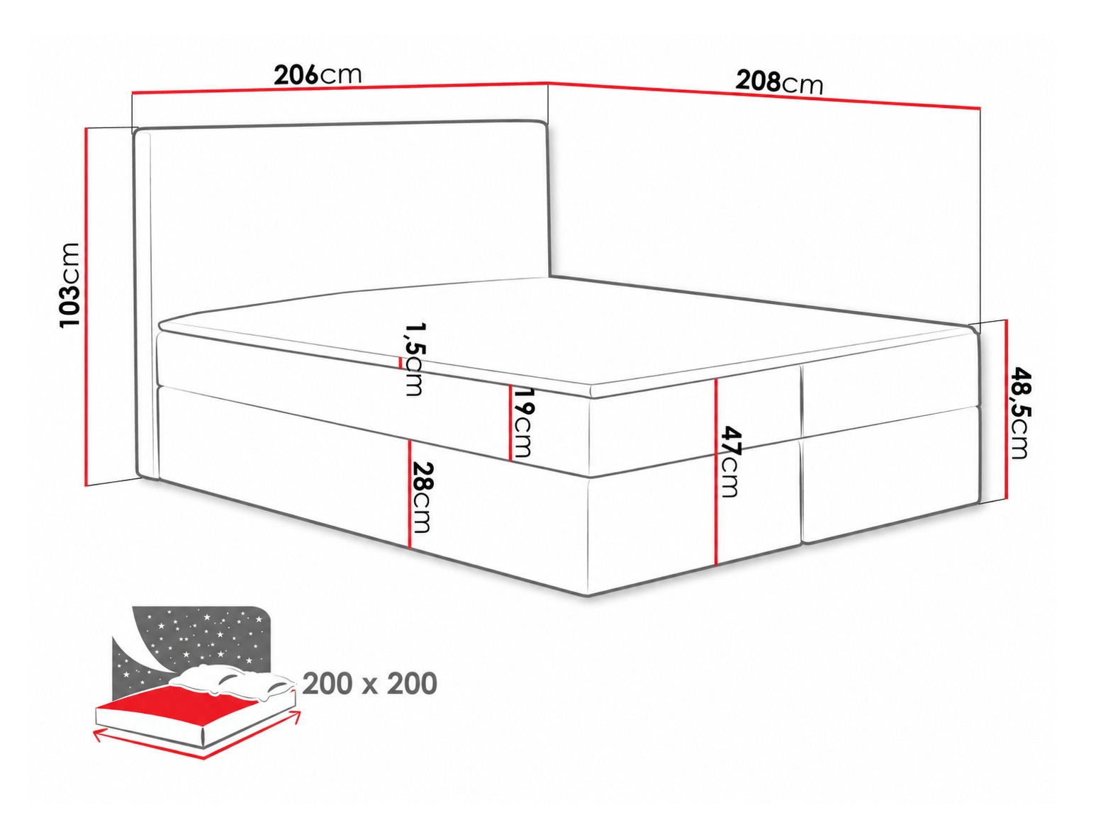 Boxspring krevet Nix (Velluto 3)