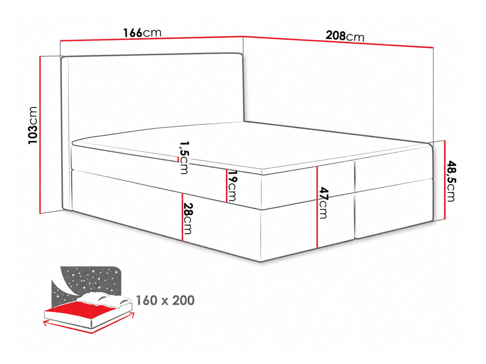 Boxspring krevet Nix (Velluto 7)