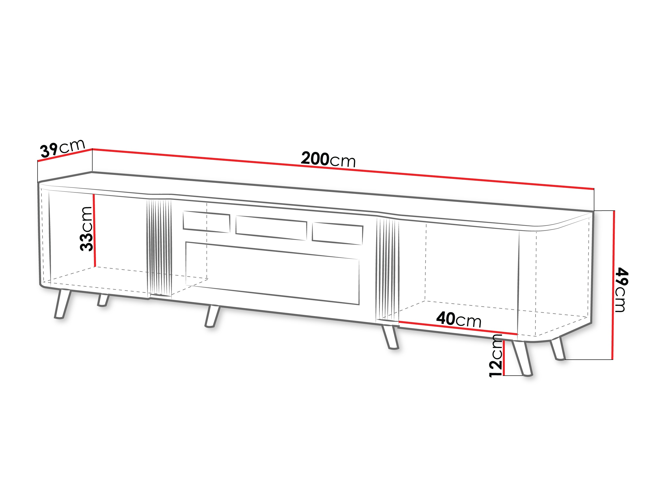 TV stol Modus (Crna + Orah)