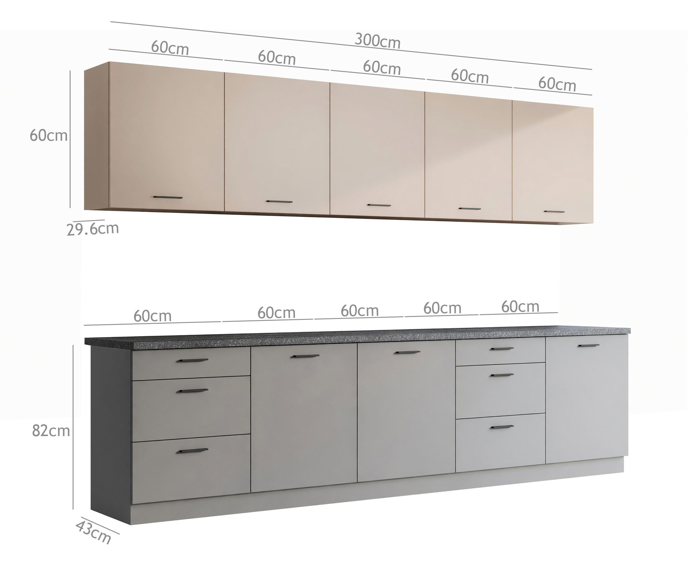 Modularan kuhinjski set Ati Cashmere Grey 101