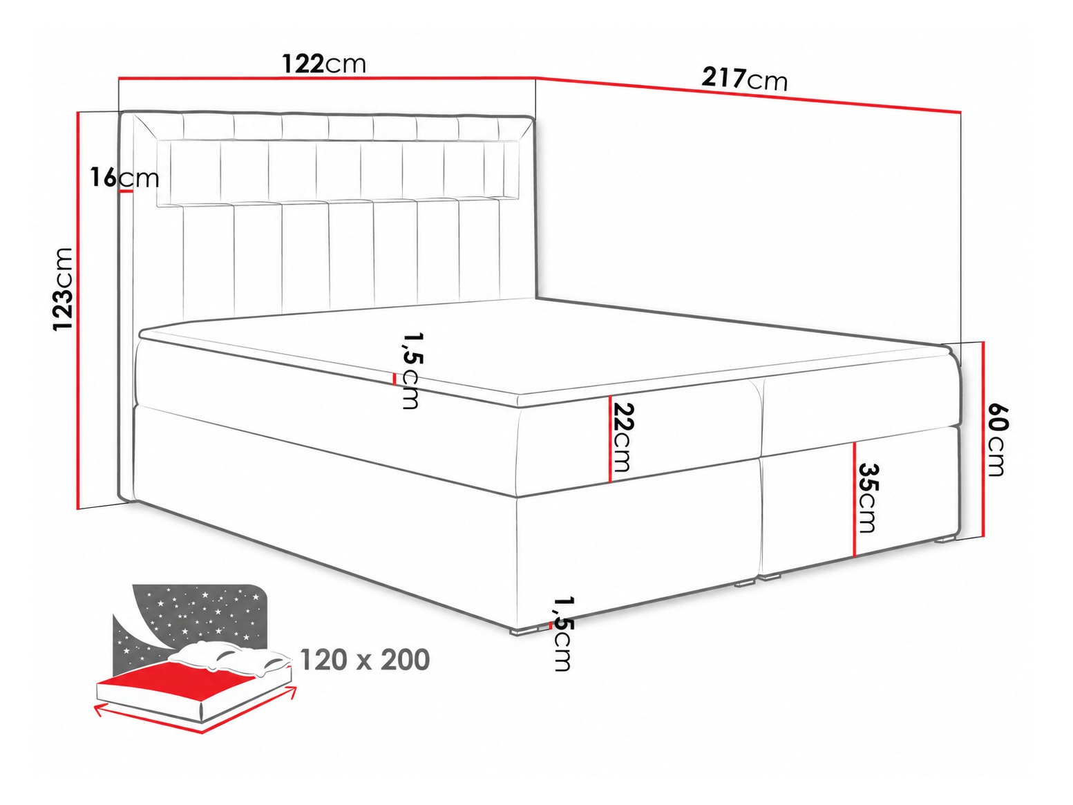 Boxspring krevet Pomum (Magic Velvet 2217)