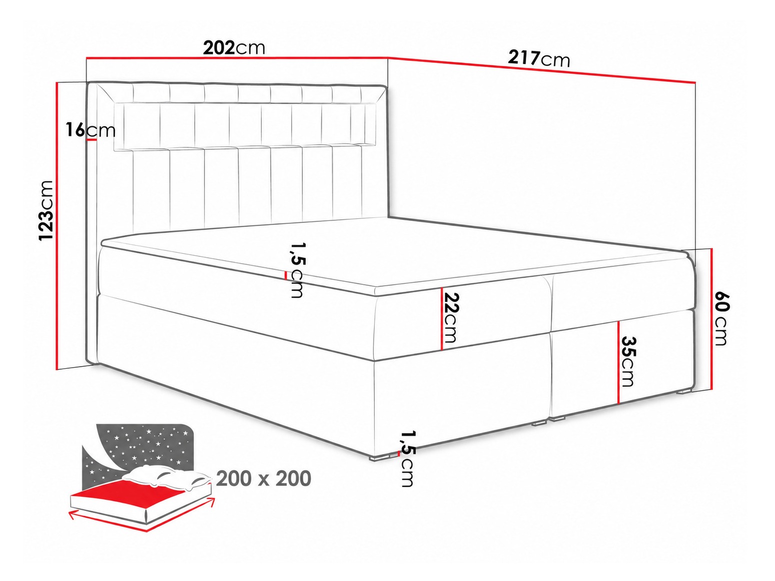 Boxspring krevet Pomum (Magic Velvet 2217)