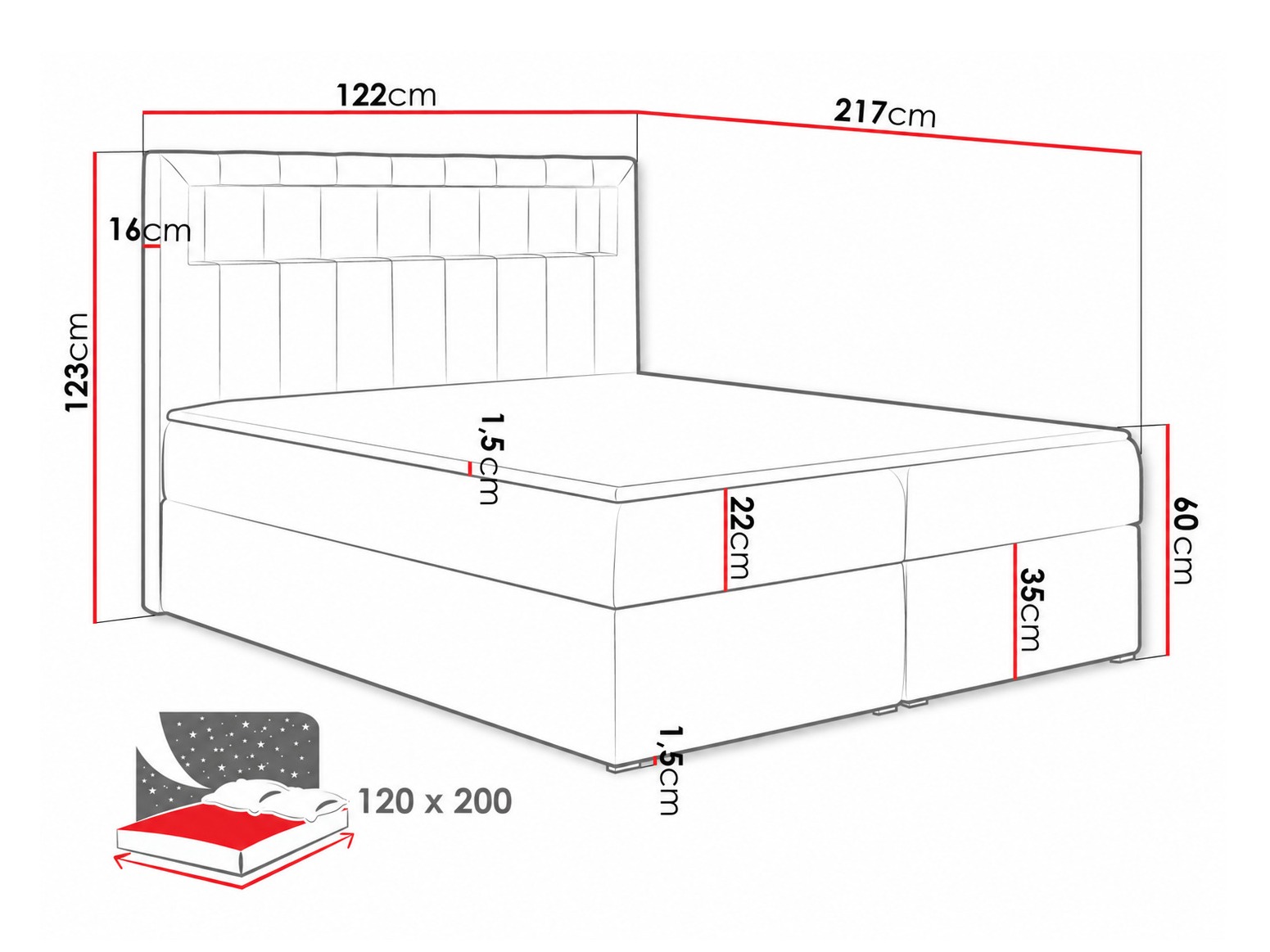 Boxspring krevet Pomum (Magic Velvet 2225)