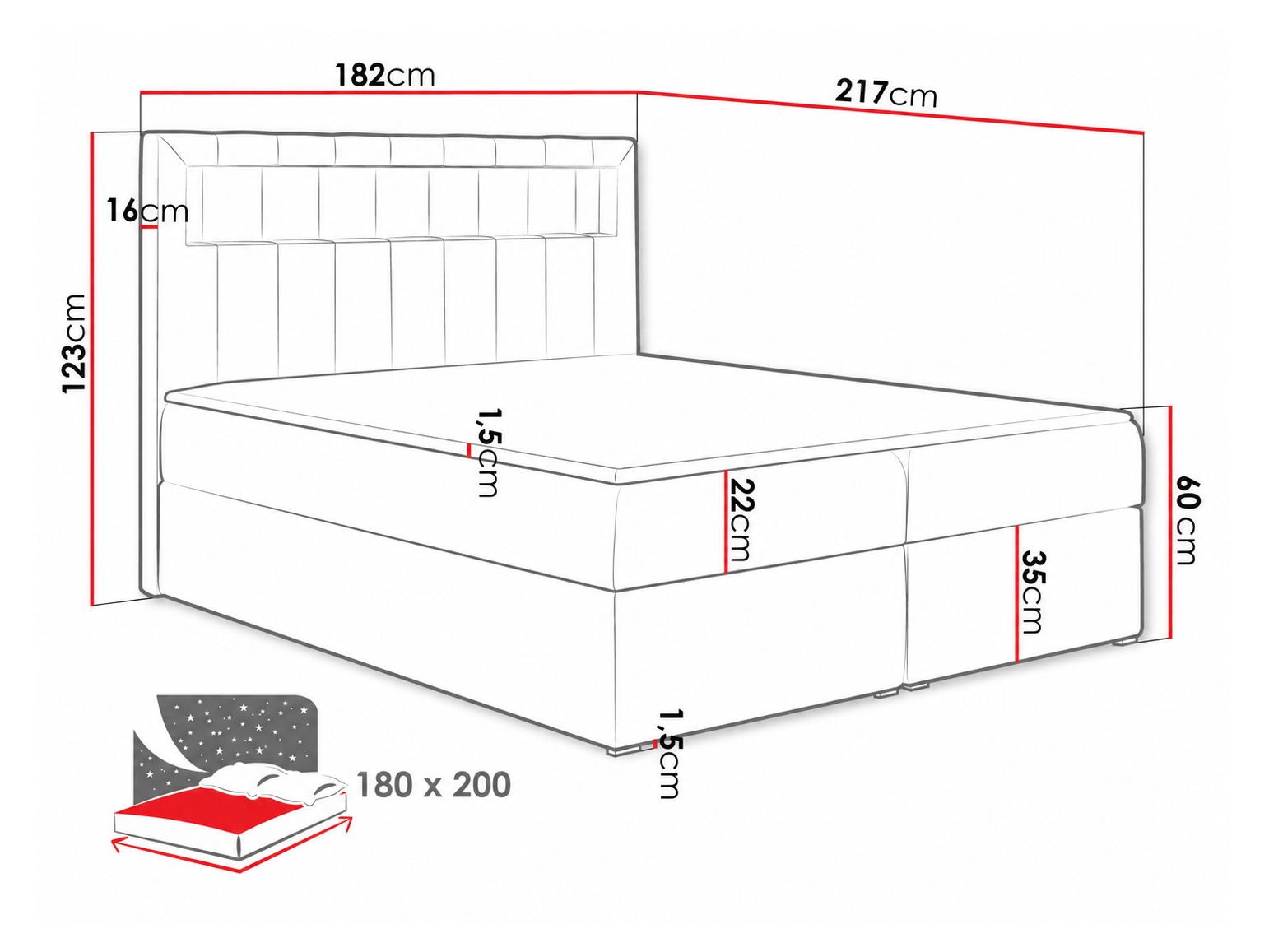 Boxspring krevet Pomum (Velutto 11)