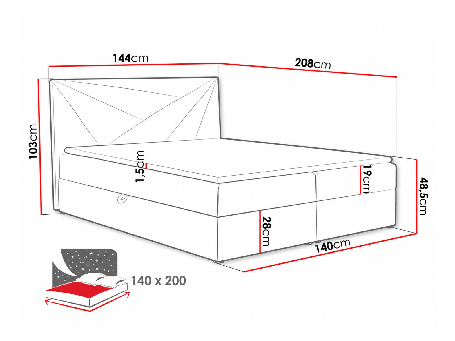 Boxspring krevet Pons II (Kronos 27)