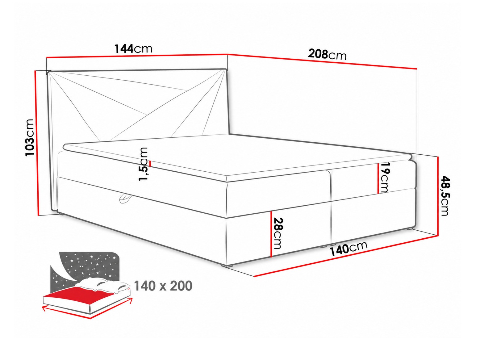 Boxspring krevet Pons II (Kronos 34)
