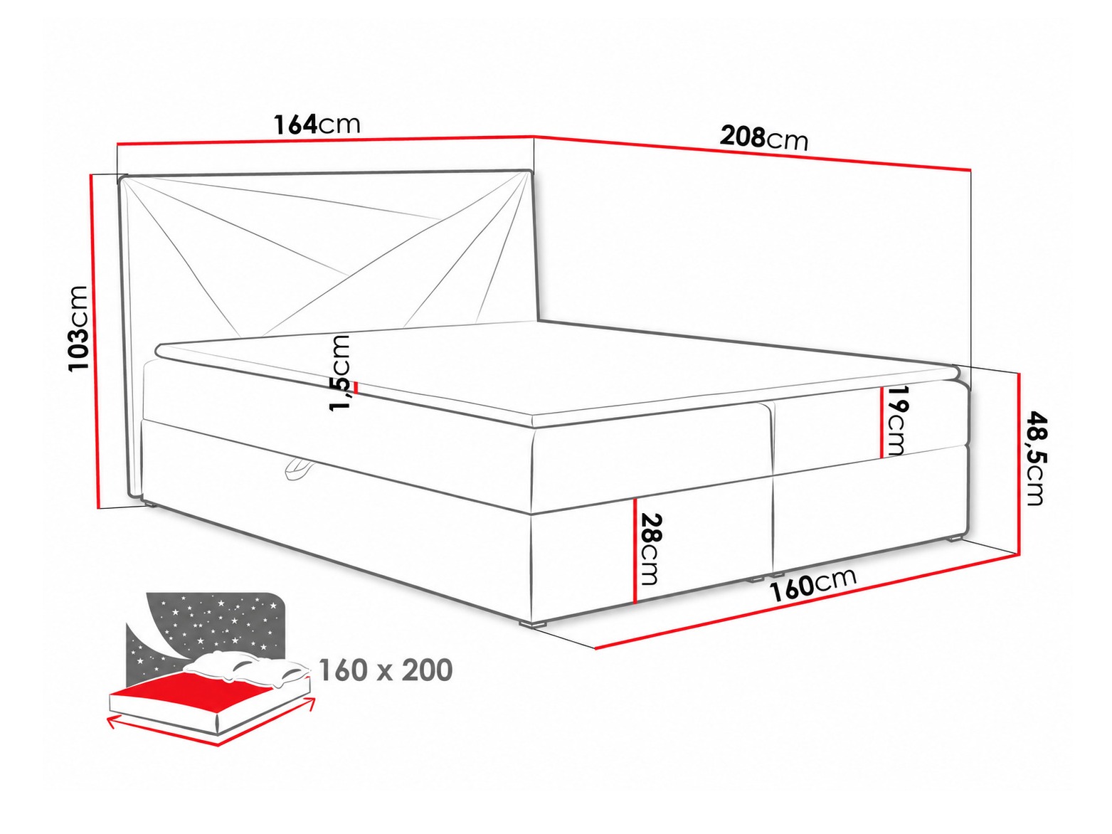 Boxspring krevet Pons II (Paros 2)