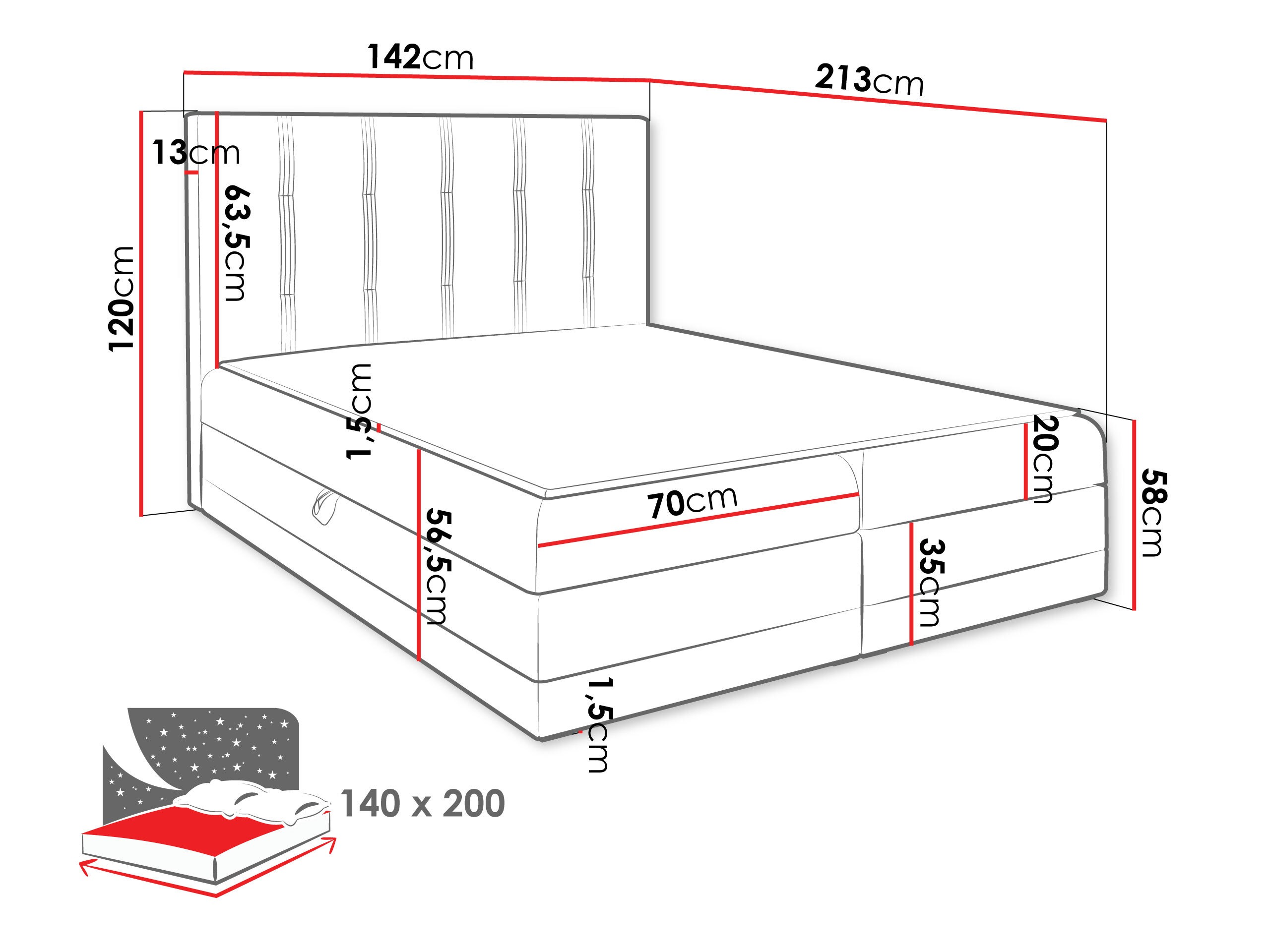 Boxspring krevet Villa (Kameleon 92 + Kameleon 84)