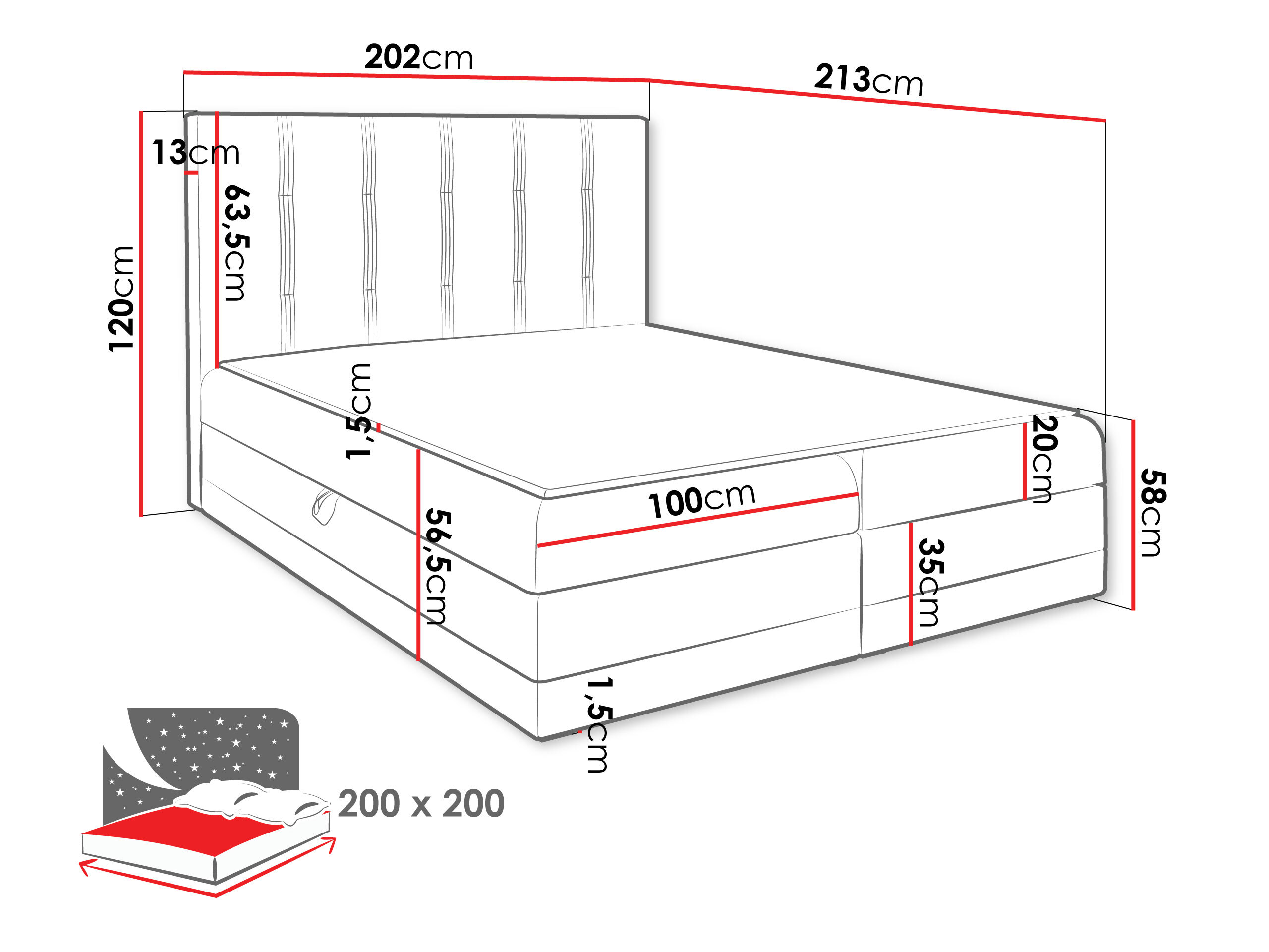 Boxspring krevet Villa (Kameleon 92 + Kameleon 84)