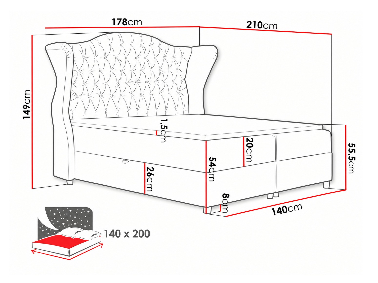 Boxspring krevet Poeta (Kronos 07)