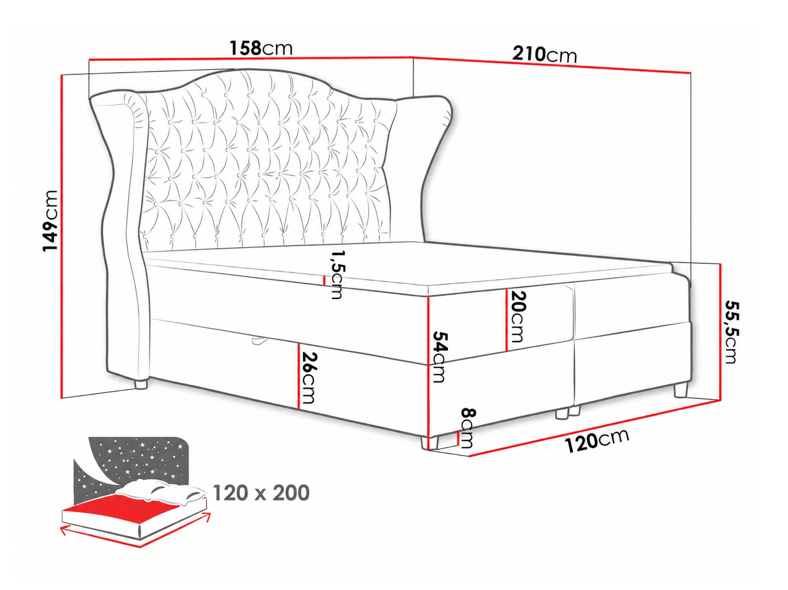 Boxspring krevet Poeta (Kronos 22)