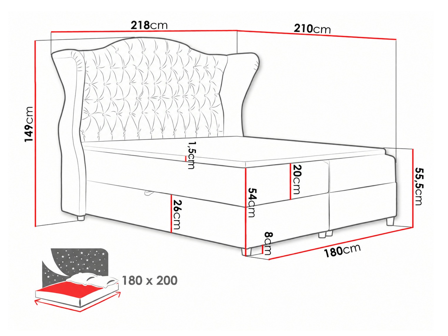 Boxspring krevet Poeta (Kronos 19)