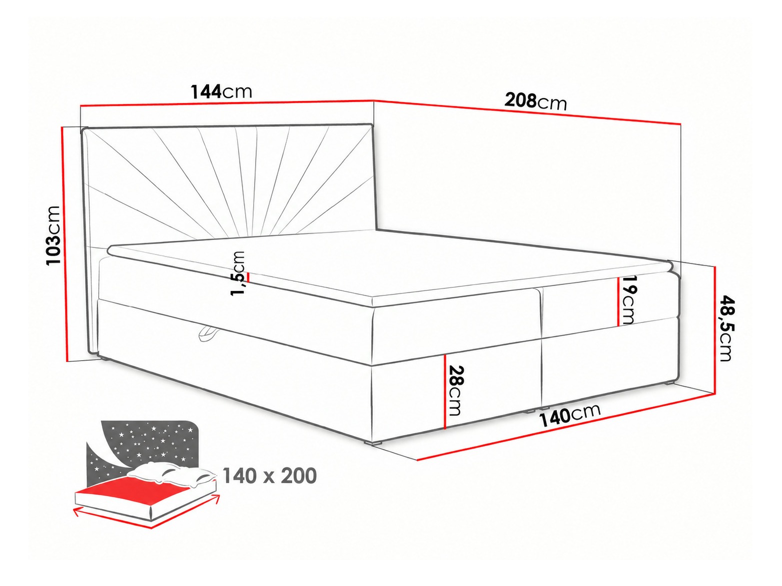 Boxspring krevet Pons I (Kronos 02)