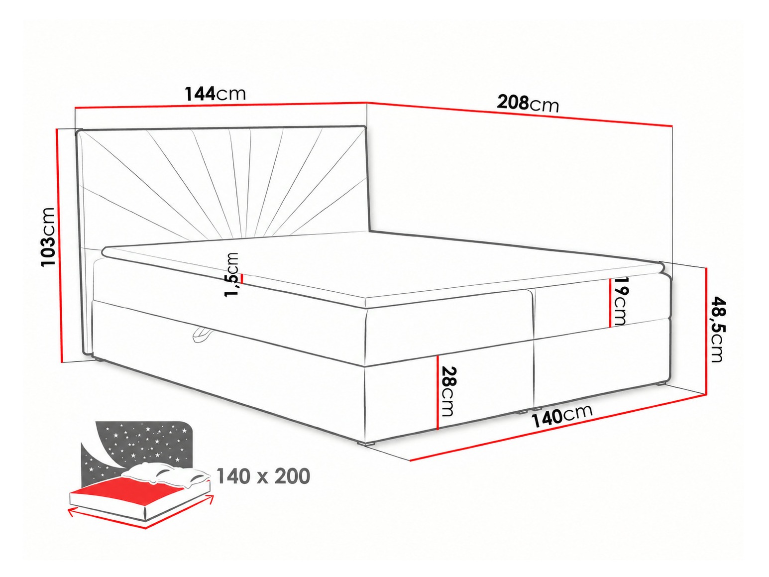 Boxspring krevet Pons I (Kronos 15)