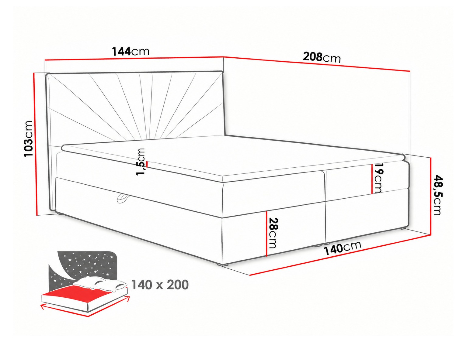 Boxspring krevet Pons I (Kronos 27)