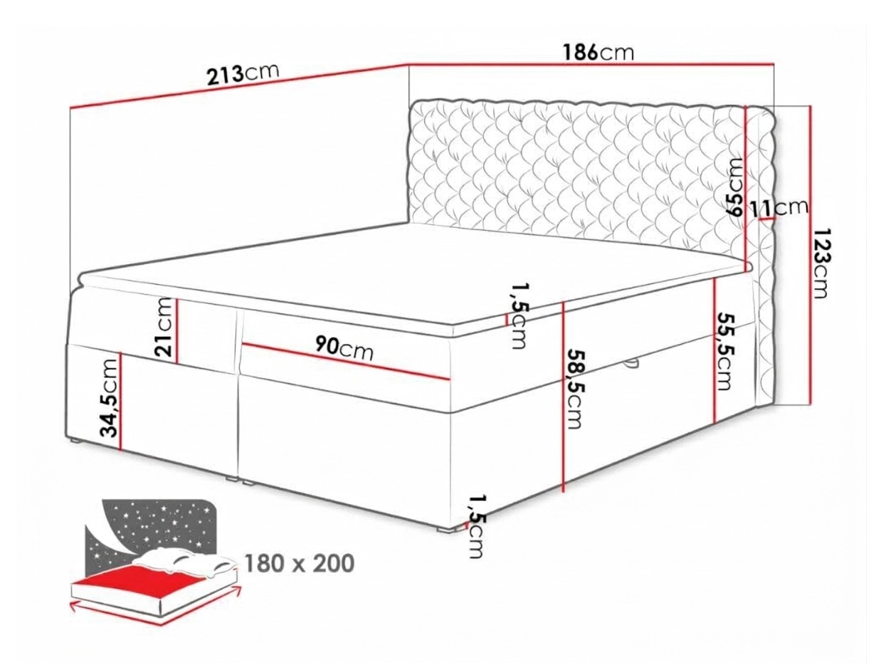 Boxspring krevet Lac (Magic Velvet 2217)