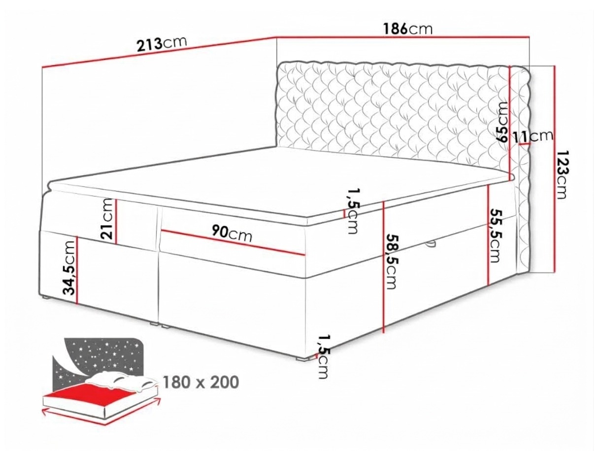 Boxspring krevet Lac (Magic Velvet 2225)