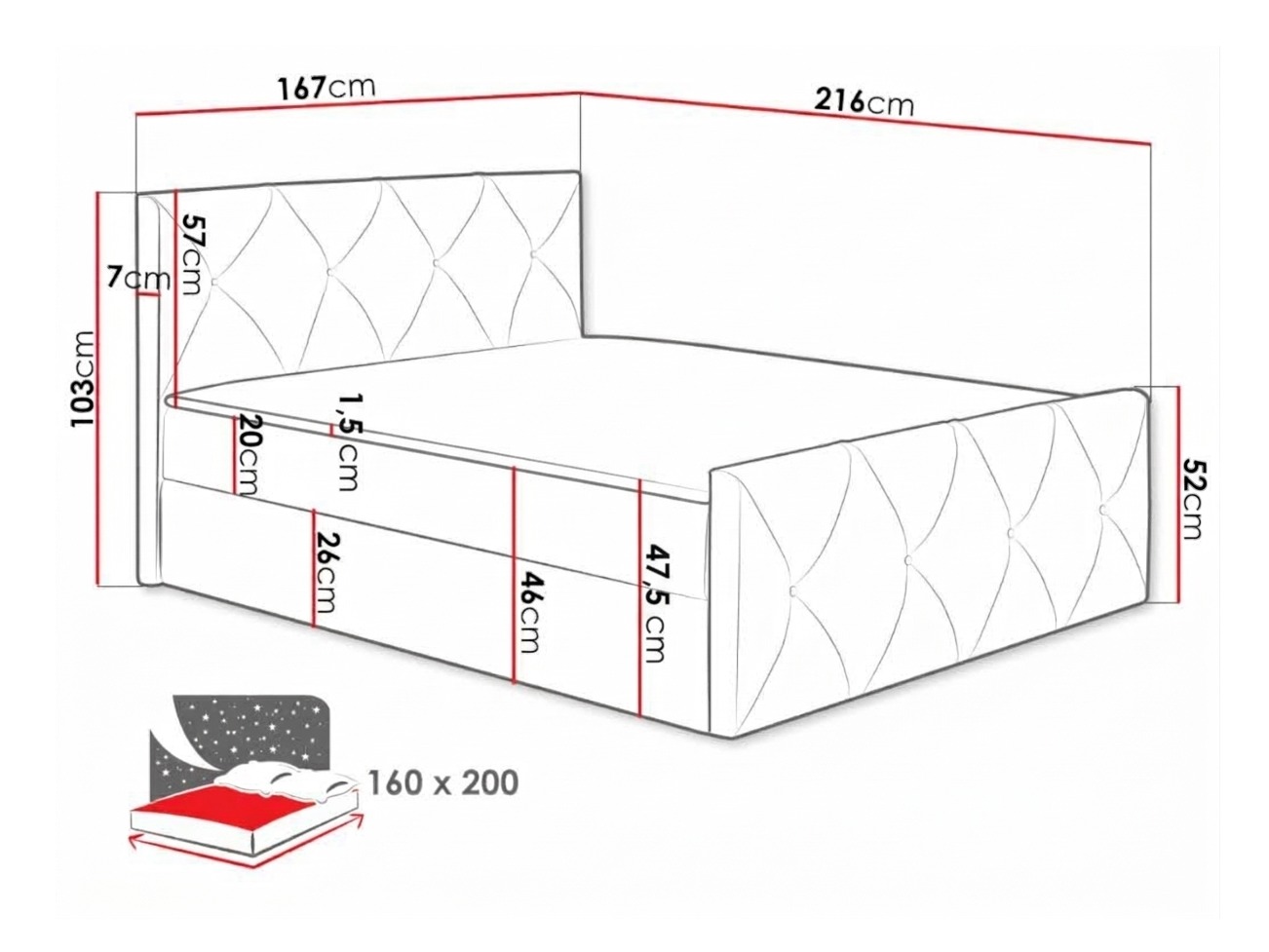 Boxspring krevet Litus I (Mono 235)