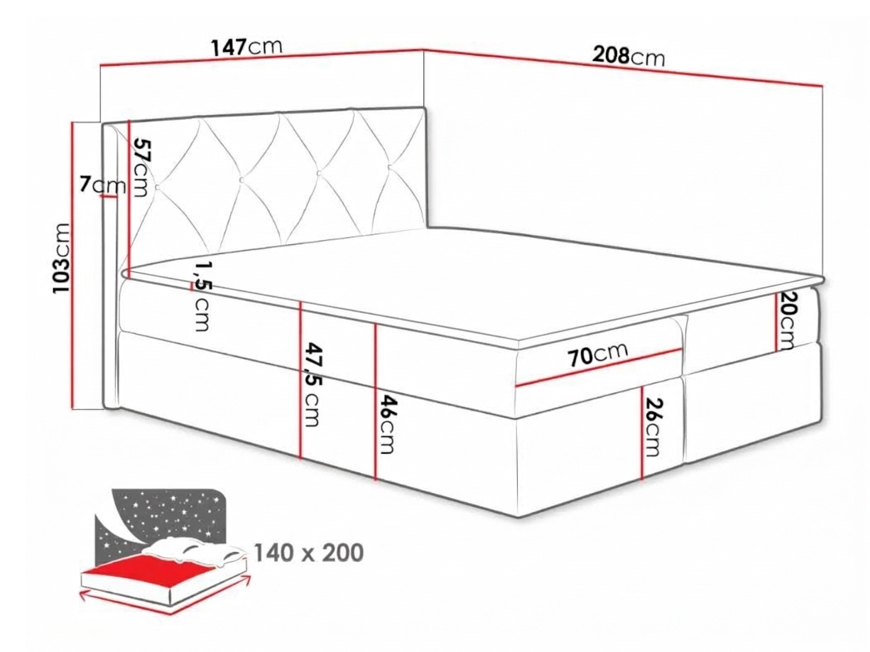 Boxspring krevet Litus (Mono 242)