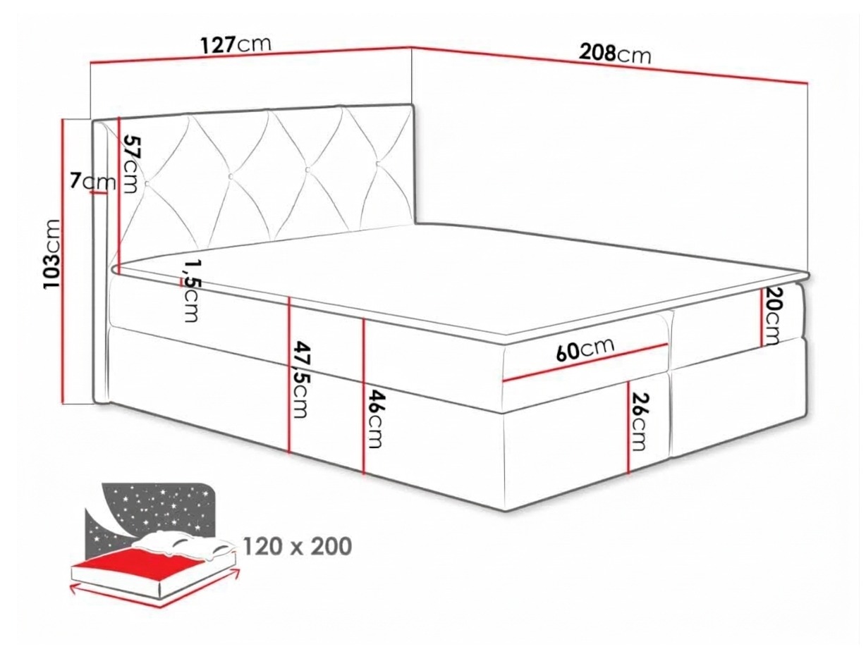 Boxspring krevet Litus (Mono 244)