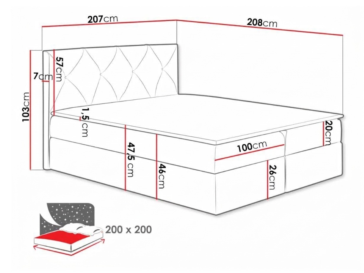 Boxspring krevet Litus (Mono 244)